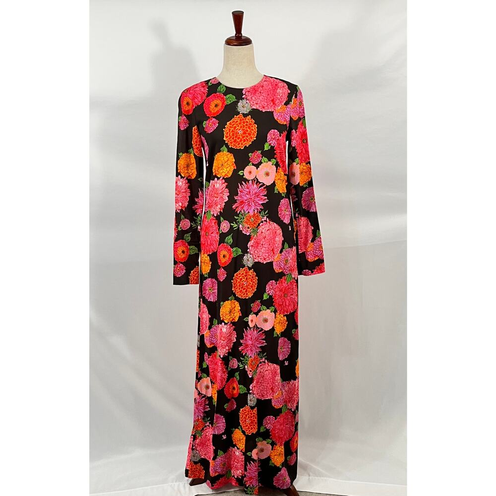 LA DOUBLEJ Sz S Small Long Sleeve Swing Dress Floral Viscose Jersey - Picture 9 of 11